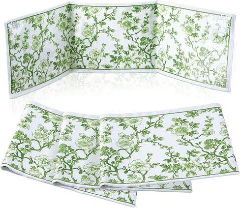 4 Pcs Chinoiserie Mahjong Card Protector Cover Card Holder Floral Soft Printed Fabric Large Mahjong League Scorecard Cover Accessories(Green) in Saudi Arabia