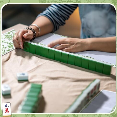 4 Pcs Chinoiserie Mahjong Card Protector Cover Card Holder Floral Soft Printed Fabric Large Mahjong League Scorecard Cover Accessories(Green) in Saudi Arabia