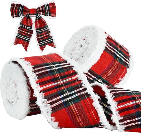 TONIFUL 2 Rolls-2.5 Inch Black and White Plaid Check Burlap Ribbon,Burlap Wired Ribbon for Crafts Ornament Wrapping, Bows Making, Room and Party Decoration (6yds/roll) in Saudi Arabia