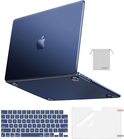 MOSISO Compatible with MacBook Air 15 inch Case 2025 2024 2023 M4 A3241 M3 A3114 M2 A2941,Ultra-Thin Natural Original Plastic Hard Shell&Matching Color Keyboard Cover&Screen Film&Pouch, Midnight Clear in Kuwait
