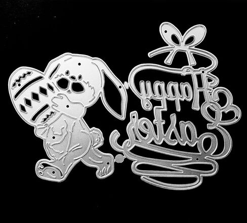 Easter Happy Easter Words Die Cuts for Card Making,Cross Cutting Dies Rabbit in Flower Embossing Template for Scrapbooking DIY Cards Album Crafts Supplies Decorations in Kuwait