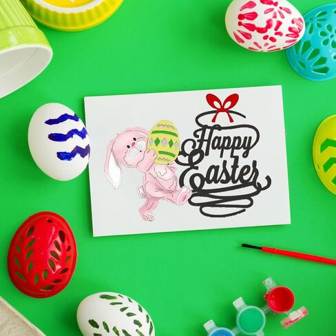 Easter Happy Easter Words Die Cuts for Card Making,Cross Cutting Dies Rabbit in Flower Embossing Template for Scrapbooking DIY Cards Album Crafts Supplies Decorations in Kuwait