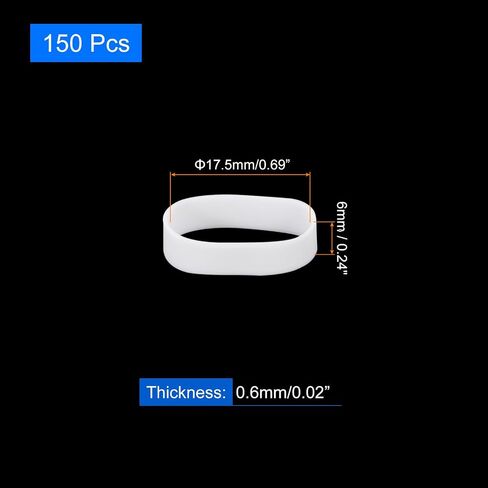uxcell 150pcs نطاقات مطاطية السيليكون ، 5 مم × 6.5 مم حلقات حلقات راتبة كابل تربط أشرطة مرنة قوية غير انزلاق للفائف تغليف الحبل والأبيض in Kuwait