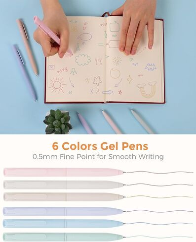 SKYDUE Cute School Supplies 44 PCS, Aesthetic Pencil Case with 12 Pastel Highlighters, 5 Black Gel Pens, 6 Color Gel Pens & Mechanical Pencils, College Essentials Students Stationary Set Pink in Saudi Arabia