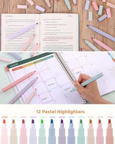 SKYDUE Cute School Supplies 44 PCS, Aesthetic Pencil Case with 12 Pastel Highlighters, 5 Black Gel Pens, 6 Color Gel Pens & Mechanical Pencils, College Essentials Students Stationary Set Pink in Saudi Arabia