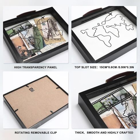 Travel Shadow Box Adventure Archive Box 12 x 10'' Top Loading Display Case Frame for Memories with Slot Travel Movie Sporting Events Concert Ticket Stubs Keepsake Box in Saudi Arabia