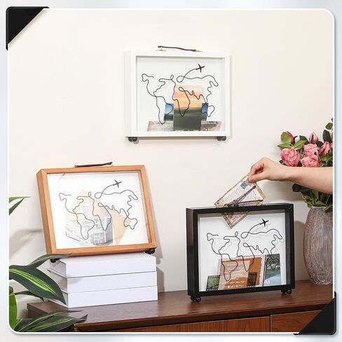 Travel Shadow Box Adventure Archive Box 12 x 10'' Top Loading Display Case Frame for Memories with Slot Travel Movie Sporting Events Concert Ticket Stubs Keepsake Box in Saudi Arabia