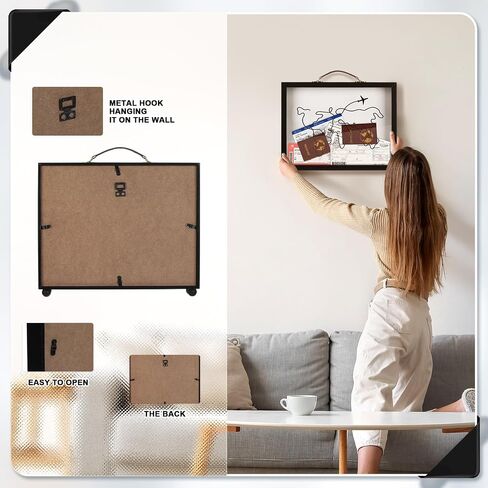 Travel Shadow Box Adventure Archive Box 12 x 10'' Top Loading Display Case Frame for Memories with Slot Travel Movie Sporting Events Concert Ticket Stubs Keepsake Box in Saudi Arabia