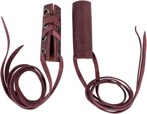 Hide & Drink, Set of 2 Hair Ties for Women, Ponytail/Braid Holder, Wraps, Deadlock Accessories for Ladies, Full Grain Leather, Handmade, Bourbon Brown in Kuwait