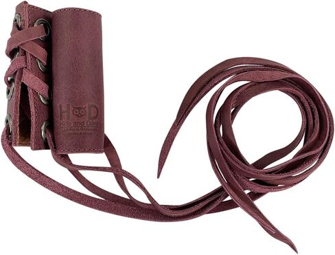 Hide & Drink, Set of 2 Hair Ties for Women, Ponytail/Braid Holder, Wraps, Deadlock Accessories for Ladies, Full Grain Leather, Handmade, Bourbon Brown in Kuwait