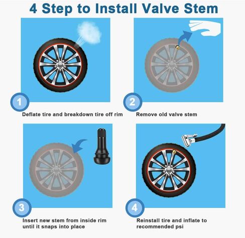 Riseuvo 5pcs TR414 Tire Valve Stem Rubber Snap-in Valves, Tubeless Valve Stems Suit for 0.453 inch Rim Holes on Standard Vehicle Tires in Kuwait