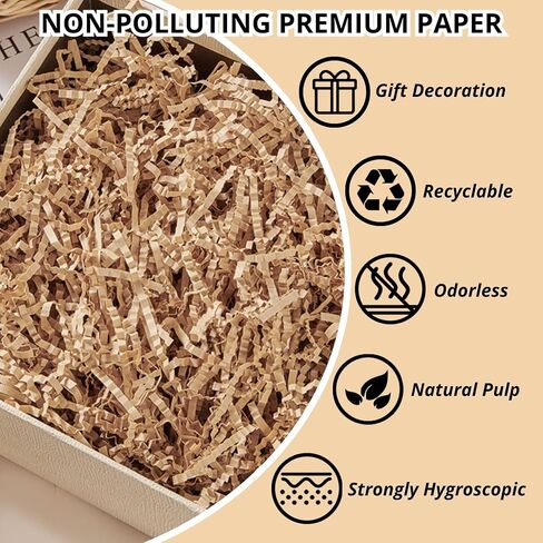 CANFOD Crinkle Cut Paper Gift Wrap Filler – Shredded Paper for Gift Boxes, Baskets & Party Decor – Perfect for Christmas, Weddings, Birthdays, Easter & Anniversaries (Kraft, 2 LB/32 oz (900g)) in Saudi Arabia