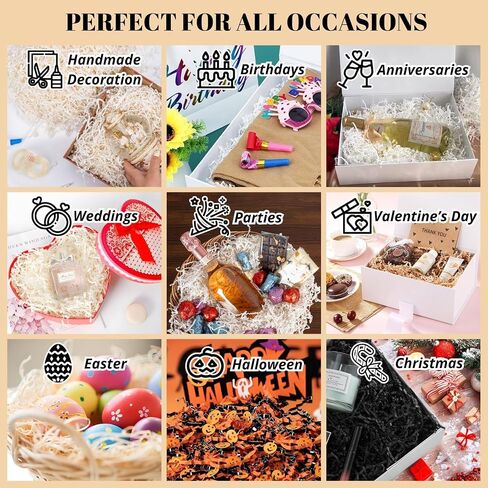 CANFOD Crinkle Cut Paper Gift Wrap Filler – Shredded Paper for Gift Boxes, Baskets & Party Decor – Perfect for Christmas, Weddings, Birthdays, Easter & Anniversaries (Kraft, 2 LB/32 oz (900g)) in Saudi Arabia