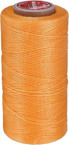 uxcell Flat Leather Sewing Waxed Thread, 270m / 295 Yards Polyester Wax String, 150D Wax Stitching Cord for Leather Crafts, Bookbinding, Bracelets Braided, Orange in Kuwait