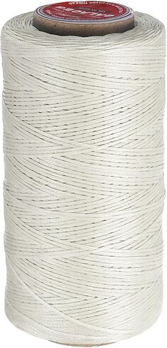 uxcell Flat Leather Sewing Waxed Thread, 270m / 295 Yards Polyester Wax String, 150D Wax Stitching Cord for Leather Crafts, Bookbinding, Bracelets Braided, Orange in Kuwait