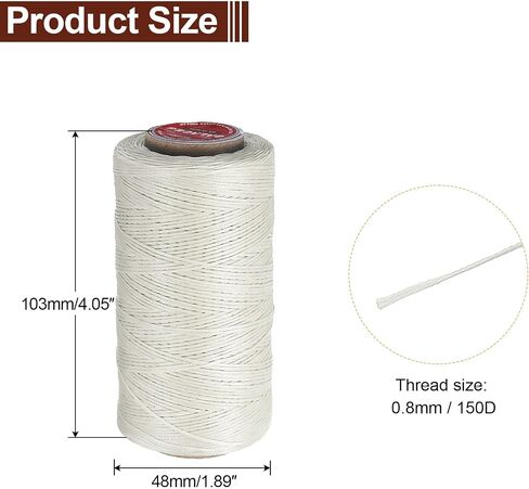 uxcell Flat Leather Sewing Waxed Thread, 270m / 295 Yards Polyester Wax String, 150D Wax Stitching Cord for Leather Crafts, Bookbinding, Bracelets Braided, Orange in Kuwait