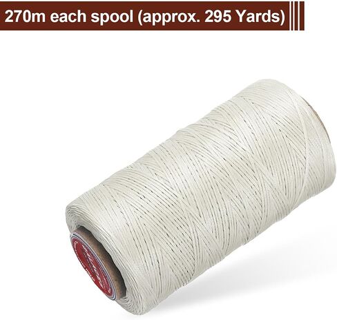 uxcell Flat Leather Sewing Waxed Thread, 270m / 295 Yards Polyester Wax String, 150D Wax Stitching Cord for Leather Crafts, Bookbinding, Bracelets Braided, Orange in Kuwait