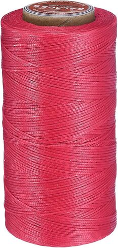 uxcell Flat Leather Sewing Waxed Thread, 270m / 295 Yards Polyester Wax String, 150D Wax Stitching Cord for Leather Crafts, Bookbinding, Bracelets Braided, Orange in Kuwait