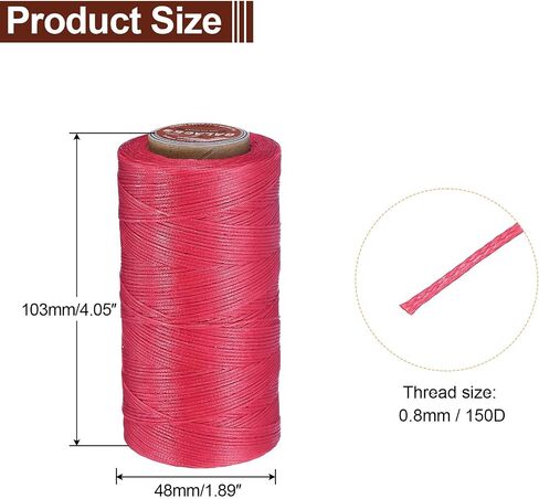 uxcell Flat Leather Sewing Waxed Thread, 270m / 295 Yards Polyester Wax String, 150D Wax Stitching Cord for Leather Crafts, Bookbinding, Bracelets Braided, Orange in Kuwait