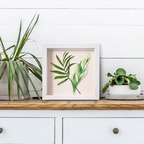 QDSSDECO 10"*10" Shadow Boxes Display Cases with Soft Linen Back Deep Wood Glass 3D Shadow Box Set for Wall and Tabletop, 3 Pack White in Kuwait