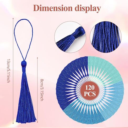 NACHLYNN 120 Pcs Bookmark Tassels Bulk 13cm/5 Inch Silky Handmade Soft Craft Mini Tassels for Jewelry Keychain Making with Loops for Dress Decoration DIY Craft Accessory (20 Colors) in Saudi Arabia