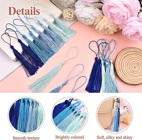 NACHLYNN 120 Pcs Bookmark Tassels Bulk 13cm/5 Inch Silky Handmade Soft Craft Mini Tassels for Jewelry Keychain Making with Loops for Dress Decoration DIY Craft Accessory (20 Colors) in Saudi Arabia