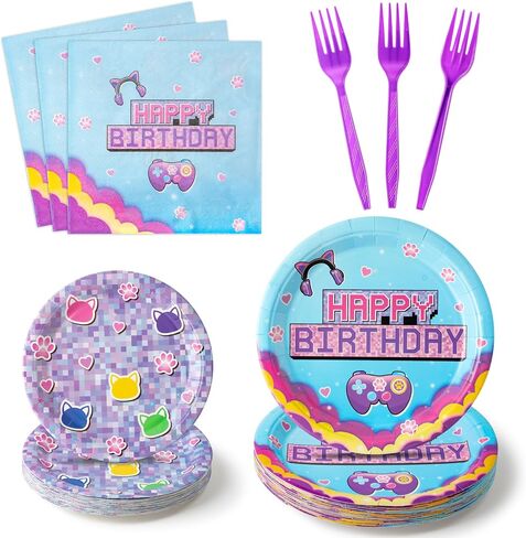 GaofanWai Ocean Pineapple Birthday Tableware - 96PCS Pineapple Party Paper Plate Set for Kids Summer Hawaii Ocean Plates Disposable Dinnerware Paper Napkins Forks for Baby Shower Party Supplies in Saudi Arabia