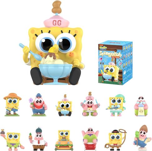 POP MART Spongebob Best Friends Series Figures, Spongebob Blind Box Figures, Random Design Action Figures Collectible Toys Home Decorations, Holiday Birthday Gifts for Girls and Boys, Single Box in Kuwait