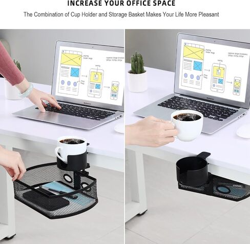 MASTLU Under Desk Organizer,Cup Holder,Table Management Tray, Swivel Pencil Drawer, Office No Drill Steel Organizers,360 Spin Hidden Storage Box with Sturdy C-Clamp,Easy Install (Black) in Kuwait