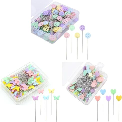 200pcs Colored Sewing Pins for Fabric Flat Head Straight Pins with Storage Box Quilting Pins Fixed Sewing Marker Needle for Dressmaker,Sewing Project,Jewelry Making, DIY Craft (Button) in Kuwait