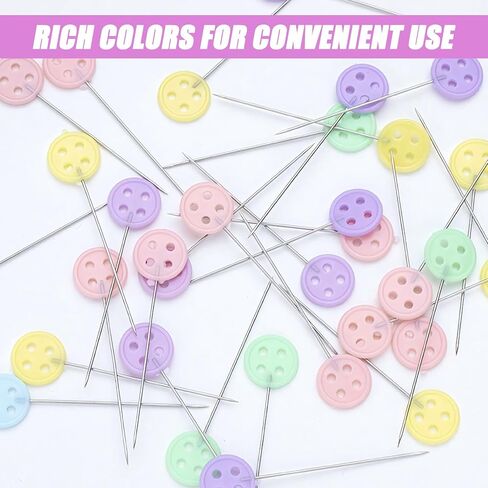 200pcs Colored Sewing Pins for Fabric Flat Head Straight Pins with Storage Box Quilting Pins Fixed Sewing Marker Needle for Dressmaker,Sewing Project,Jewelry Making, DIY Craft (Button) in Kuwait