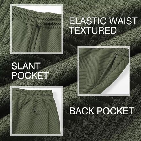 Mens Shorts Casual Elastic Waist Drawstring Geometric Texture Short Summer Beach Vacation Shorts with Pockets in Kuwait