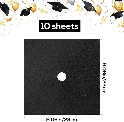 10pcs Grad Cap Glitter Paper, 3000GSM Thick 9.06x9.06in Decorating Construction Papers for Grad Caps Decorations Crafts and DIY Scrapbook Supplies(White) in Saudi Arabia