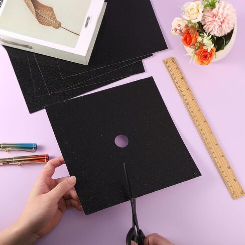 10pcs Grad Cap Glitter Paper, 3000GSM Thick 9.06x9.06in Decorating Construction Papers for Grad Caps Decorations Crafts and DIY Scrapbook Supplies(White) in Saudi Arabia