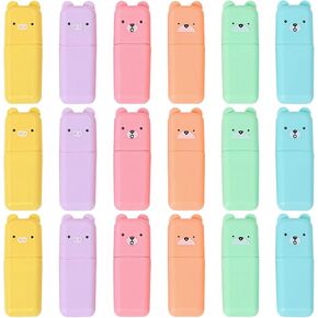 18 PCS Mini Marker Ambels ، تصميم الدب رائعتين ، مجموعة من أبراج العاليين الملونة ، نصيحة إزميل مزدوجة ، برميل شفاف ، مثالي للمكتب ، المدرسة ، المنزل