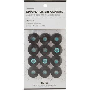 Magna -Glide Classic Bobbin Pack - Style L - 12 pack -pack thread - مثالي لآلات الخياطة والتطريز ، 60373