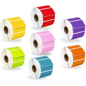 Houselabels 2.25 "× 1.25" أحمر ، أزرق ، أصفر ، أخضر ، برتقالي ، لافندر ، ملصقات عناوين وردية في 1 "متوافقة مع طابعات حمار وحشي ورو رولو ، 7 لفات / 1000 ملصقات لكل لفة