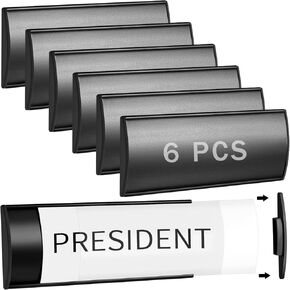 Therwen 6 PCS Aluminium Office Name Mount for Door Wall Mount 8 '' X 3 '' Sign Sign Sign Sign Sign Sign Sign Sturdy Sturdy مع فيلم بلاستيكي وشريط لاصق (أسود)