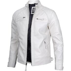 Blingsoul Motorcycle Leather Jacket Men - Quilted Cafe Racer Leather Jackets For Men