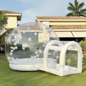 منزل فقاعة قابلة للنفخ 10 أقدام مع منطقة قفز للترتد من الدرجة التجارية PVC Bounce House ، Bubble Balloon House للأطفال ، والبالونات المنفاخ والبوم و 50pcs البالونات