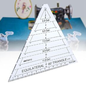 Hilitand 60 Degree Equilateral Triangle Quilting Ruler, Transparent, 5*30cm/1.97*11.81in, Plastic, Single Piece Construction