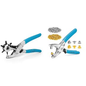 Duratech Grommet Cyelet Cliers Kit & Drecolving Punch ، للجلد/الحزام/الأحذية/الملابس/ملصق الهدايا