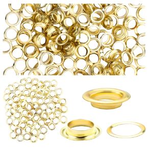 LYNDA 100pcs Golden Grommets Kit 1/2 Inch (12mm) - Metal Eyelets for Fabric, Clothes, Leather, Belts - Ideal for Banners, Posters, Punching.