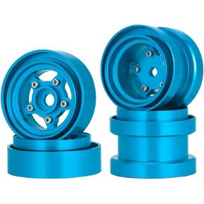 4Pcs Wheels Hub Rims Wheel Rims for Tamiya Sand Scorcher/Frog/Fighting Buggy/Grasshopper/Superchamp Aluminum 1/10 RC Car Chassis Upgrade Parts (Blue)