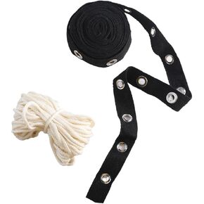 4 Yards Black Grommet Trim Eyelet Tape Wide Cotton Metal Golden Eyelets Twill Tape Trims With Round Polyester Braided Ribbons for Sewing Making Clothes Dress Skirt Corset Crafts Diy Supplies