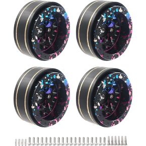1.1 "Beadlock Wheels Splash anodized النحاس متعدد الألوان 1.0 بالإضافة إلى محاور عجلات Beadlock لـ 1/24 محوري SCX24 AX24 FCX24 TRAXXAS TRX4M Redcat ASCENT-18 1/18 RC JARLER PRODRGRADES