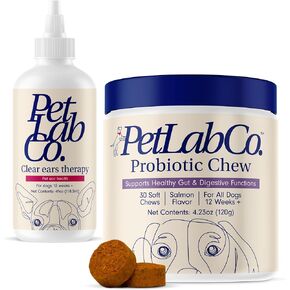 Petlab Co. - حزمة صحة الأمعاء والأذن: بروبيوتيك للكلاب ، ودعم صحة الأمعاء والحساسية الموسمية ، ونظافة الأذن للكلاب ، ودعم القنوات الأذن الصحية - من السهل استخدام الصيغ