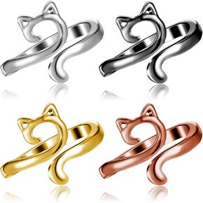 4 PCS CAT CROCHET RING ، حلقة توتر الكروشيه القابلة للتعديل للنساء