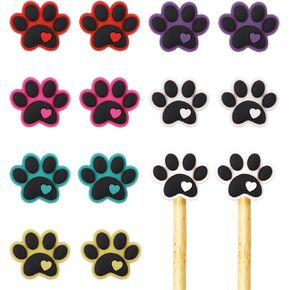 12 Pcs Stitch Stoppers for Knitting Needles Stoppers Dog Paw Knitting Needle Point Protectors Caps Cute Tip Covers for US 3-11 (3.2-8mm) Needles