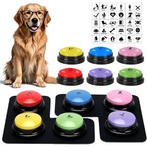 6 Pcs Dog Talking Button Set, Dog Buttons for Communication 30s Voice Recording Speaking Button Pet Speech Training Buzzers with 30 Scene Stickers and Waterproof Anti-Slip Mat for Animal Training